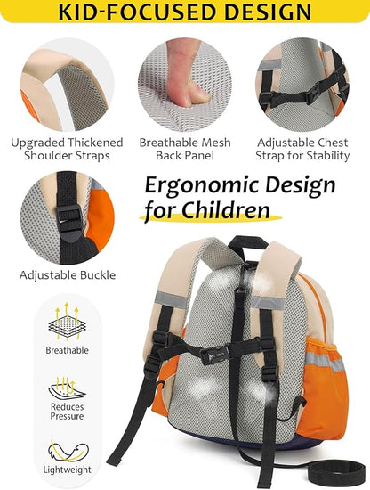 Toddler Backpack with Leash for Boys Girls Kids Kindergarten Nursery, 11” Baby Leash Backpack with Reflective, Toddler Bookbag with Anti-Lost Harness for Walking, Yellow