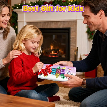40PCS Magnetic Tiles Mini Travel Essentials Toddler Toys with Case Set, Preschool Montessori Education Magnetic Building Blocks Games Sensory Toys for 3 4 5 Year Old Boys Girls Birthday Gifts