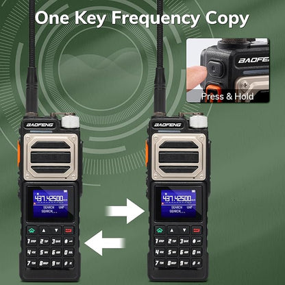 BAOFENG UV-25 Tri-Power Ham Radio Handheld, 10W Long Range Two Way Radio, UHF VHF AM FM Air NOAA Multi-Band Receiver, with 5200mAh Battery, Gooseneck ANT & Whip ANT, Tactical Speaker Mic, 2Packs