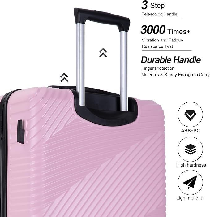 Travelhouse Luggage Sets, Expandable Hardside Suitcases 24in/28in, Carry on 20in,3 Piece Set Travel Luggages Clearance with Double Spinner Wheels TSA Lock Lightweight (PINK)