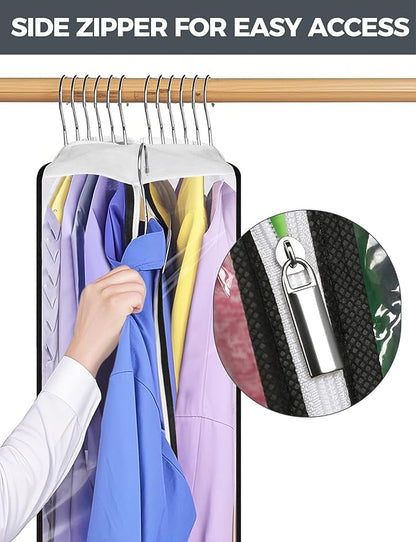 4 pcs 50" Garment Bags for Hanging Clothes, Clear Suit Bags for Closet Storage Clothing Storage, Garment Bags for Travel Covers with 10" Gussets for Coats, Jackets, Shirts and Sweater