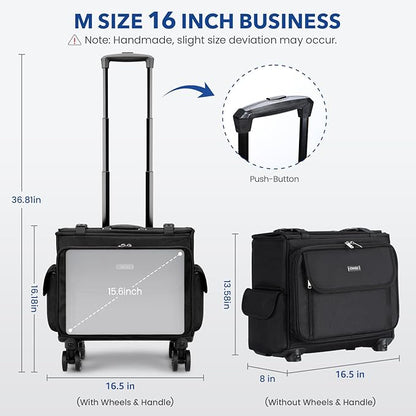 Rolling Laptop Bag 15.6 Inch Water Resistant Rolling Laptop Briefcase on Wheels Computer Bag Laptop Case for Work Travel Business Men Women, Black,New