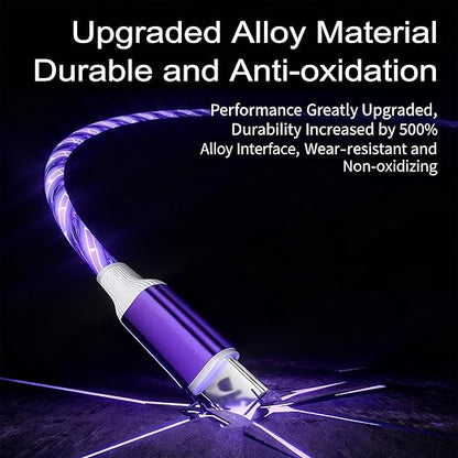 USB Cable PD Fast Charger Lighted Up (A to C Starry Purple) Mobile Phone Data Cable, Charging Cable, Supports Data Transfer, 39-inch, TPE Material, Compatible with Almost All Type-C Devices.