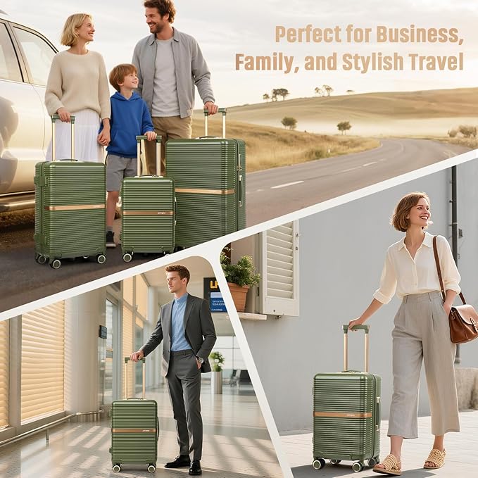 Joyway Lightweight Carry-On Luggage 20 Inch with Spinner Wheels, TSA Lock, Durable ABS Hardshell Suitcase for Business & Travel (Dark Green, 20/24/28 Inch)
