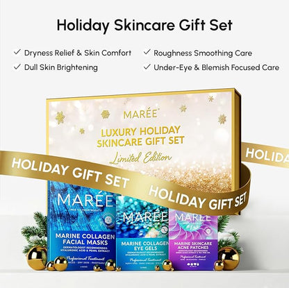 MAREE Eye Gels 2 PACK - Under Eye Patches for Puffy Eyes and Dark Circles with Natural Marine Collagen & Hyaluronic Acid - Anti-Aging Masks for Face to Soothe Puffiness