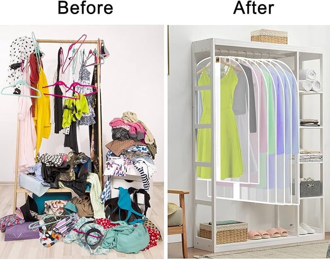 Pwsap 8Pack Breathable Clothes Covers with Zip, Hanging Garment Covers Bags Dress Bag Covers Mens Suit Storage Bag Dust Cover for Wardrobe Storage and Travel