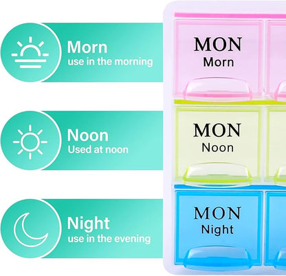 Large Weekly Pill Organizer 3 Times A Day, Moisture-Proof 7 Day Pill Box, Travel Pill Cases Portable for Pills Vitamin Fish Oil Supplements
