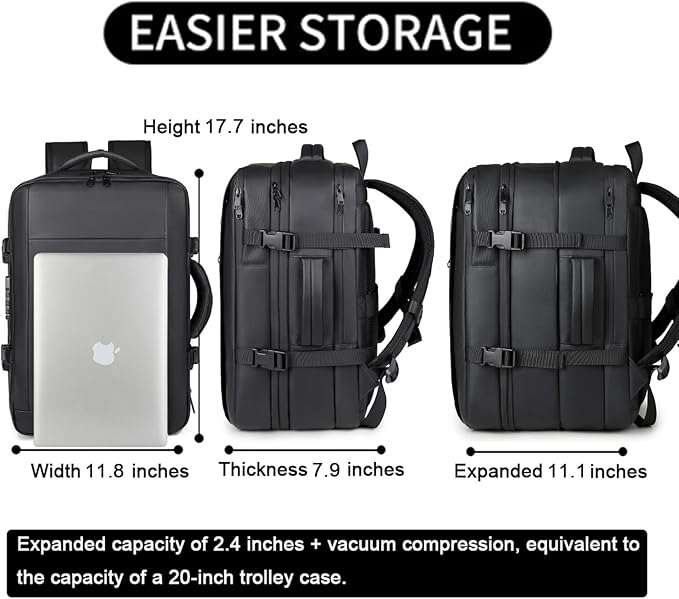 Vacuum Backpack Travel with Pump,60L Expandable Backpack with Lock,Multifunctional Portable Storage Commuter Backpack