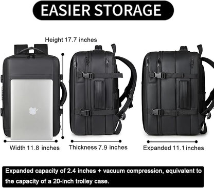 Vacuum Backpack Travel with Pump,60L Expandable Backpack with Lock,Multifunctional Portable Storage Commuter Backpack