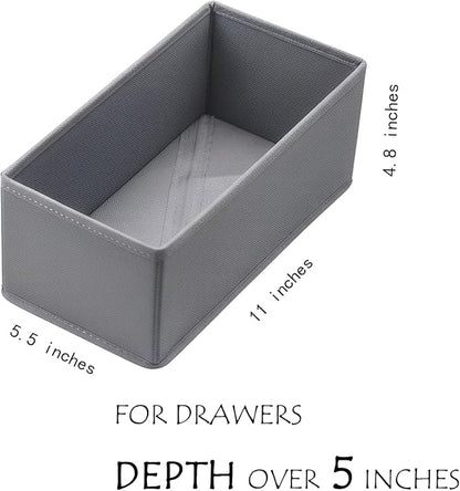 Dresser Drawer Organizer 3-Pack Gray - Small Storage Bins for Socks & Underwear, Foldable Fabric Dividers for Closet