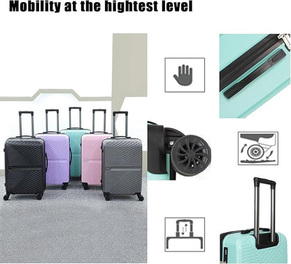 Luggage Set 3 Pieces -Suitcase Set - Carry on Luggage with Wheels - Check-in Luggage - PC + ABS Durable Suitcase Rotating Silent Wheels 3-Piece 20/24/28 Mint Green