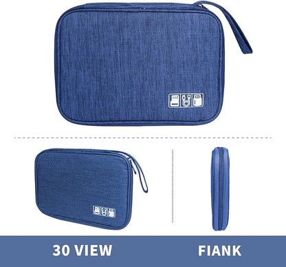 Electronics Travel Organizer,Portable Waterproof Electronic Travel Storage Bag for Small Charging Cord Storage,Charger,Small Electronics,SD Card etc,for Travel,Business -Navy Blue