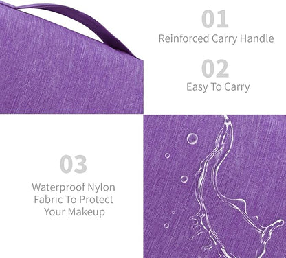 Large Capacity Toiletry Bag Travel Bag with Hanging Hook for Men and Women Waterproof Travel Cosmetic Bag Bathroom Storage Bag for Brushes Set, Full-Sized Shampoo, Toiletries, (Purple)