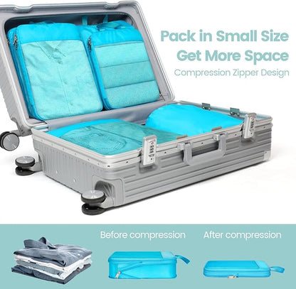 Cambond Compression Packing Cubes for Travel Women - Expandable Travel Bags Luggage Organizers Travel Essentials Compression Cubes for Travel Carry on Suitcases Organizer