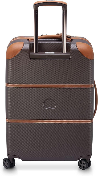DELSEY PARIS Chatelet Air 2.0 Hardside Luggage with Spinner Wheels, Chocolate Brown, Checked-Medium 24 Inch