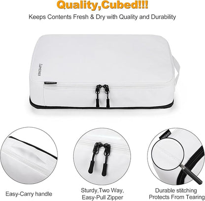 8 Set Compression Packing Cubes for Travel, Waterproof Luggage Organizers, Suitcase Organizer Set for Carry-On & Checked Baggage, Travel Accessories for Men & Women