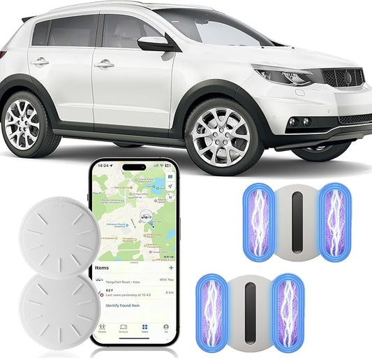 GPS Tracker for Vehicles,Car Tracker Works with Apple Find My App(iOS Only),Strong Magnetic Case Adsorption,GPS Tracker for Cars- (2PCS White Tracker, White Magnetic Case)