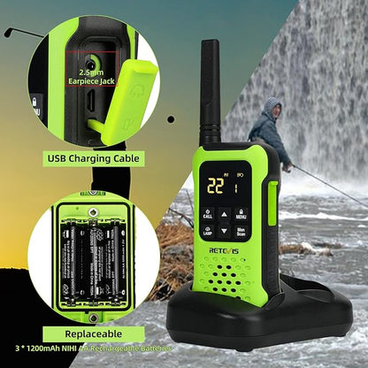 Retevis RT49P Waterproof Walkie Talkies, IP67 Portable FRS Two-Way Radios, Waterproof Floating Walkie Talkies for Adults, NOAA, Flashlight SOS, for Kayaking, Fishing, Hunting 4 Pcs