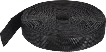 MECCANIXITY Lightweight Polypropylene Webbing Strap 0.8" 25 Yard Backpack Strapping Band Black for Outdoor Luggage Cargo Straps