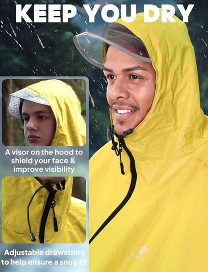 ANYOO Waterproof Rain Poncho Bike Bicycle Rain Capes Lightweight Compact Reusable for Adults