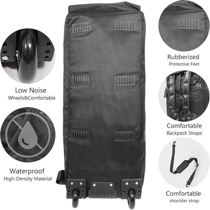 80L Rolling Duffle Bag with Wheels - Heavy-Duty 33.5" Foldable Duffel, Water-Resistant Wheeled Luggage with Shoulder Straps for Camping, Gym, Airplane (Black)