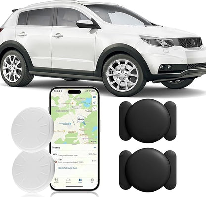 GPS Tracker for Vehicles,Car Tracker Work with Apple Find My(iOS Only),Item Finder Wordwide Positioning Unlimited Distance for Car,Kids,Luggage,Real Time Car Tracker with Magnetic Case (Black,2PCS)