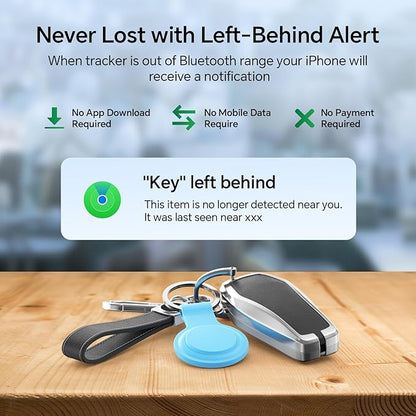 4 Pack Tags Tracker [Apple MFi Certified] Pair with Apple Find My(iOS Only) Air Smart Bluetooth Key Tracking Tags Item Finders Waterproof Worldwide Located Devices for Pet Wallet Backpack Dogs Luggage