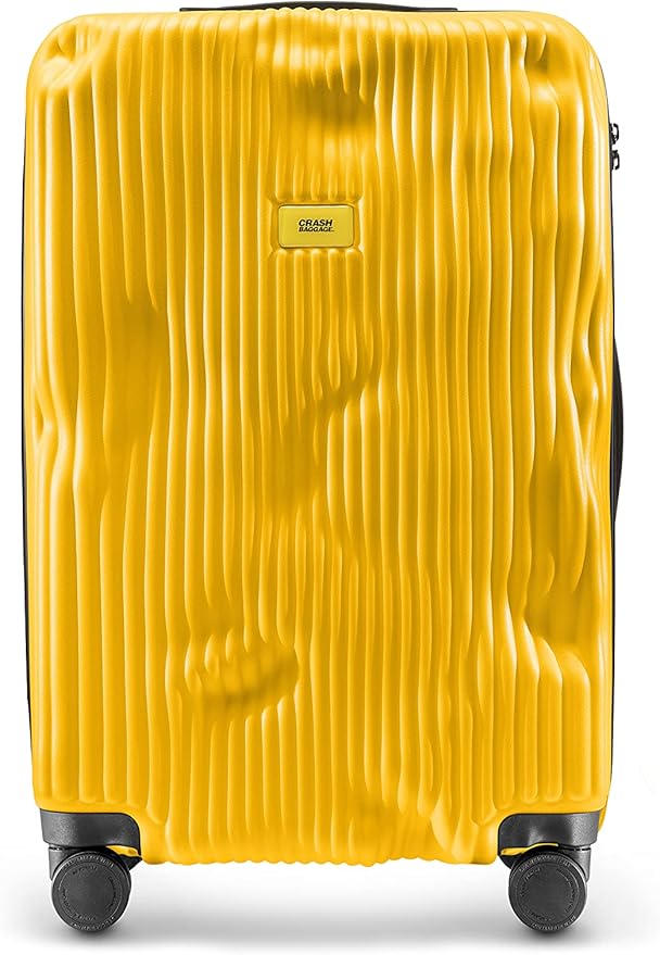 CRASH BAGGAGE Stripe Suitcase | Yellow | 36L | 100% Polycarbonate, TSA-Approved Lock, 360° Spinning Wheels