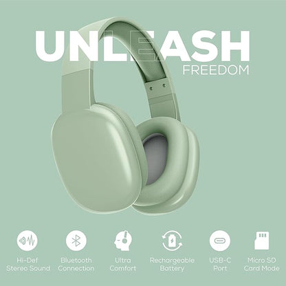 Gabba Goods Wireless Over Ear Bluetooth Headphones with Microphone - Wireless Headset -Noise Reduction - Bluetooth, Wired,Built in Micro SD for Travel, Home, Work TV,PC,Gaming,Cellphone (Mint)
