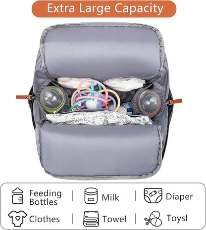 Frank Mully Diaper Bag Backpack Large Multifunction Travel Baby Bag for Mom Dad Army Green