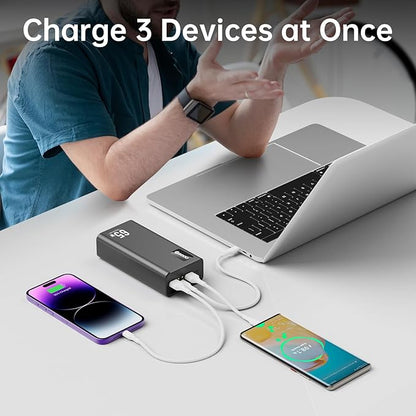 PSOOO 50000mAh Power Bank 65W, Portable Charger,External Battery Pack for Outdoor Camping, Home & Office. Emergency Back-up Power for Smartphones, Tablets and Laptop