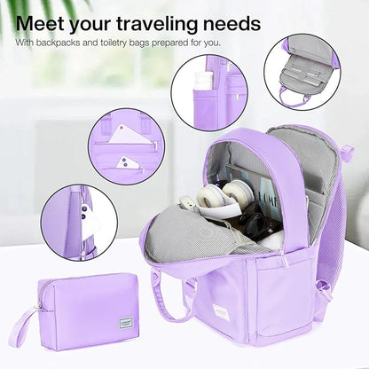 LARVENDER Carry On Luggage 22x14x9 Airline Approved, Expandable PP 20 inch Carry On Suitcases with Wheels, Lightweight Luggage Sets 3 Pieces for Women(LAVENDER/20/BP/TB)