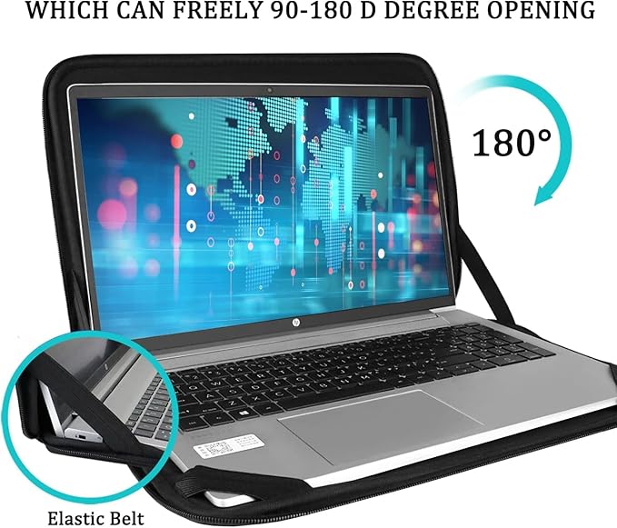 Laptop Case Sleeve 17 inch, Shockproof Protective Computer Carrying Cover with Front Pocket, Durable Laptop Sleeve for 17-17.3 inch HP, Dell, Acer, Asus, Notebook, Black