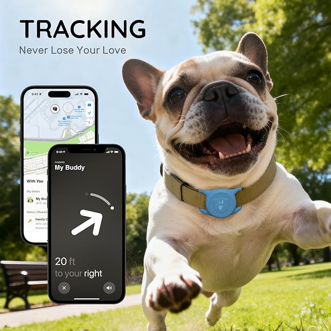 for AirTag Dog Collar Holder, Dog Air Tag Holder, IP68-Waterproof | Lightweight Silicone | Anti-Lost | Ultra-Durable | Compatible with Apple AirTags (Bule)