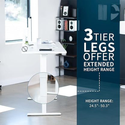 VIVO Electric 71 x 30 in Dual Motor Sit Stand Desk, Memory Height Adjustment, 2B Series, White Top White Frame, DESK-KIT-2W7W