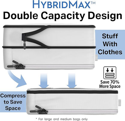8-Piece Luxury Compression Packing Cubes & Bags for Travel – Maximize Space in Luggage with HybridMax Double-Capacity Design, 50 Luggage Tags, Deluxe Set, Lifetime Satisfaction Suitcase Organizer Bags