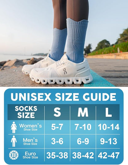 Womens Coolmax Bamboo Viscose Compression Running Crew Socks, Moisture-Wicking Anti-Blister Hiking&Gym Athletic