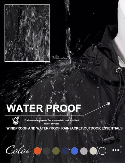Avoogue Womens Rain Jacket with Hood,Pullover,Packable,Lightweight,Windbreaker,Waterproof,Breathable.