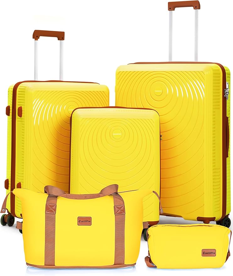 Luggage Sets 5 Piece,Lightweight,Impact-Resistant,Wear-Resistant Suitcases with Wheels, Hardshell Suitcase Set with Spinner Wheels, PP Carry on Luggage Set with TSA Lock, Travel Luggage