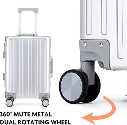 All Aluminum Carry On Luggage 22x14x9 Airline Approved Hard Shell Carry On Luggage Zipperless Luggage Metal 20inch Suitcase Luggage, Sliver