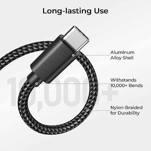 Basesailor for iPad Mini 7 Charger Cable 6.6FT 2 Pack,USB Type C Charging Power Cord for iPad Pro 10th Air 4th 5th Mini 6th,Samsung Galaxy S25 S24 S23 S22 Note 20,Moto Z4 G7 G9 Play,Steam Deck,AirPods