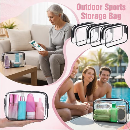 32 Pieces Clear Makeup Bags Bulk Travel Toiletry Bags Transparent Cosmetic Pouches with Zipper Waterproof Portable PVC Plastic Zippered Organizer Cases for Women Men Vacation Travel Bathroom