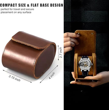 Longjet Watch Roll Travel Case for Men Portable Watches Organizer Box with Removable Velvet Pillow Holder (1 Slot Brown)