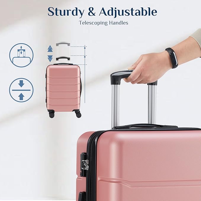 OLIXIS 25 Inch Luggage, Hardside Suitcase with Spinner Wheels, Lightweight ABS Hard Shell Checked Luggage, TSA Approved Lock, Expandable Medium Suitcase for Travel & Business–Pink