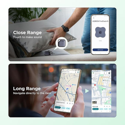 UGREEN FineTrack G (Android Only) Air Tracker Tags, USB-C Charging 1-Year Battery Bluetooth Tracker Compatible with Find Hub App, Item Finder Smart Tag for Key Luggage Wallet [4 Pack-Google Certified]