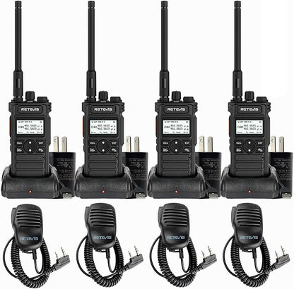 (2nd Gen RT86) Retevis RT86S Walkie Talkies with Shoulder Mic, Long Range 2 Way Radio with LCD Screen, Group Call, Type-C Charging, NOAA, Heavy Duty Two Way Radio, Business Radio for Industry(4 Pack)