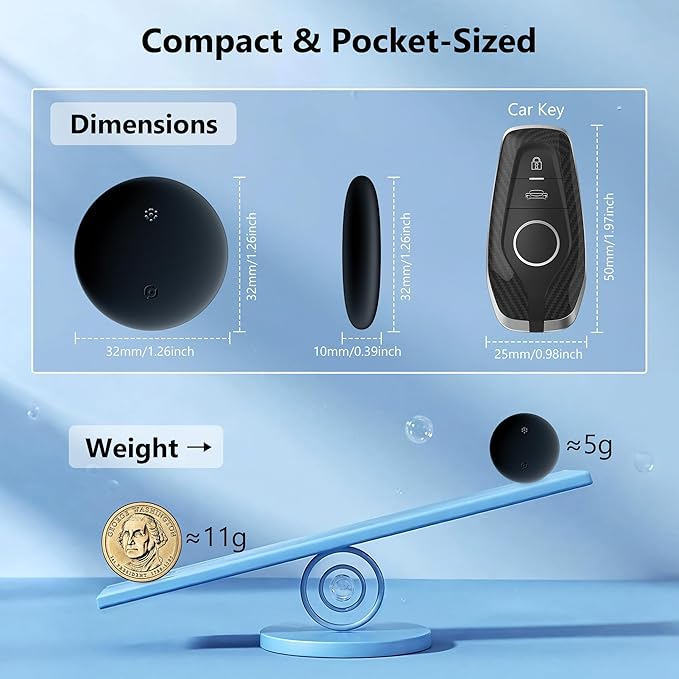 Mini GPS Tracker for Vehicles, Cars, Kids, Pets – Location Tracking Device with Long Battery, Portable Personal GPS Tracker, No Monthly Fee, Compatible with Android (Android Black)