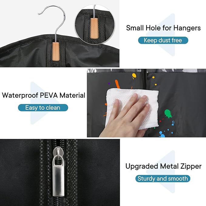 43" Suit Bags for Closet Storage and Travel, Garment Bags for Hanging Clothes, Suit Garment Bag for Men, Black Suit Cover Bags with Clear Window for Coats, Jackets, Shirts（10 Packs）