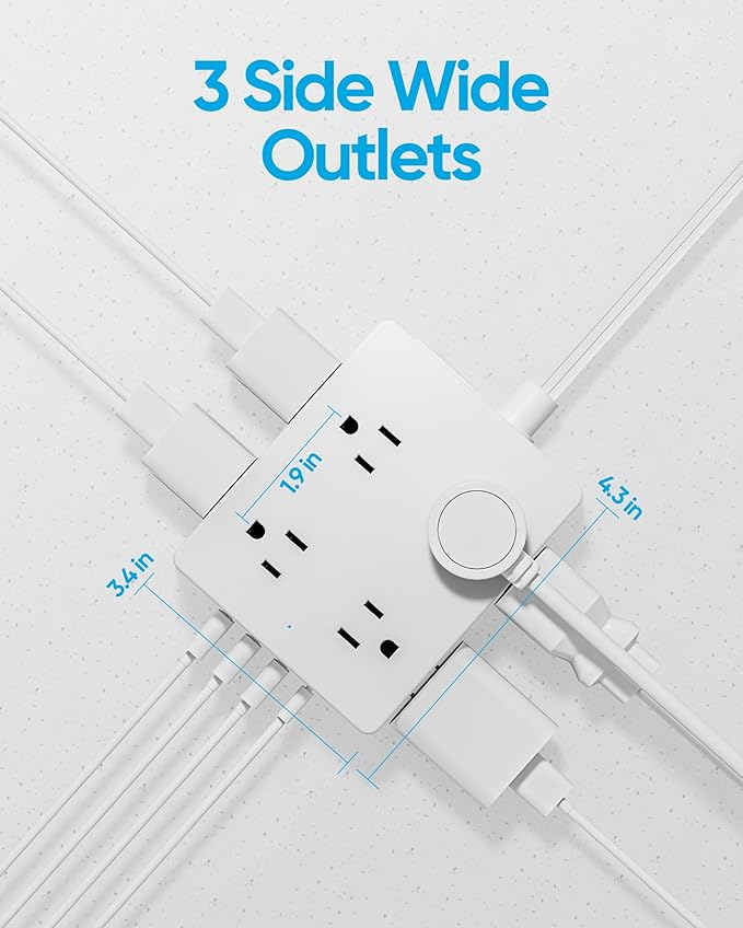 2 Prong Flat Plug Power Strip, Olcorife 2 Prong to 3 Prong Outlet Adapter, 5 FT Flat Extension Cord with 8 Outlets 4 USB Ports(1 USB C), 2000J Surge Protector, US to Japan Plug Adapter