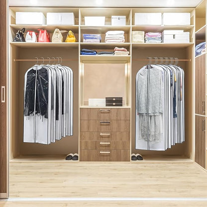 Hanging Clothes Storage with 4" Gusseted Garment Covers (Set of 6) - Clear Suit, Gown, Long Coat, Dress Protectors for Closet - 24"x 50"x 4" / 6 Pack
